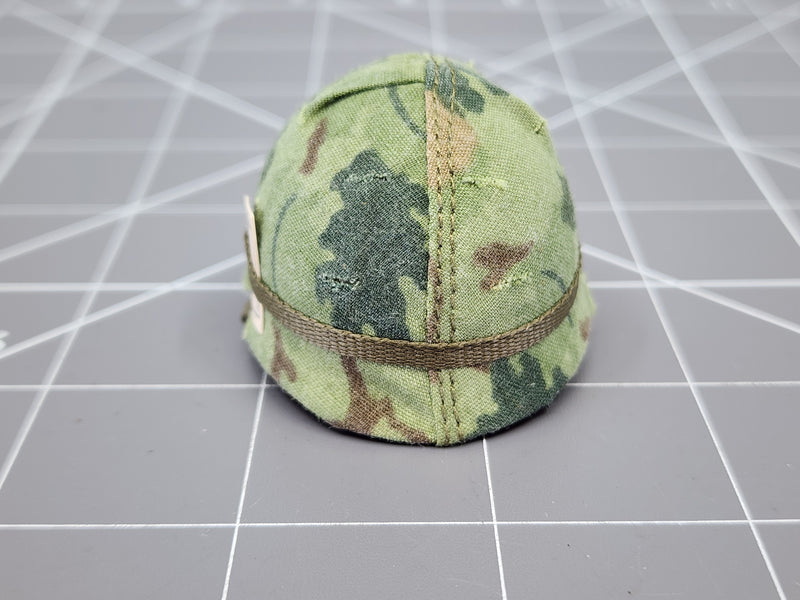 Load image into Gallery viewer, Bam 1/6 Vietnam Mitchel Pattern Camo Helmet W/ Ace of Spades Card &amp; Bug Repellant (Metal) (Toy Soldier)
