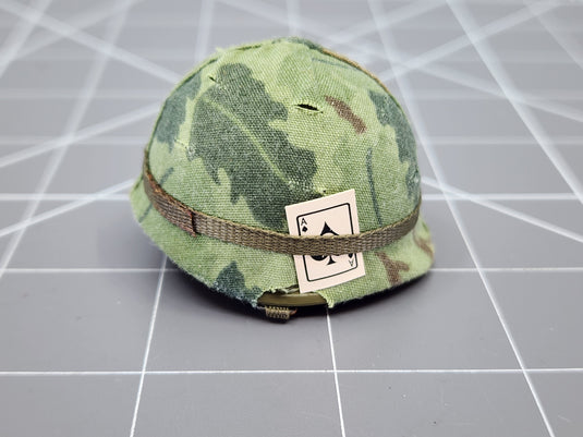Bam 1/6 Vietnam Mitchel Pattern Camo Helmet W/ Ace of Spades Card & Bug Repellant (Metal) (Toy Soldier)