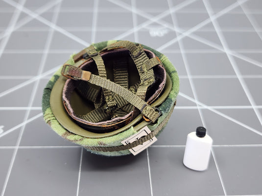 Bam 1/6 Vietnam Mitchel Pattern Camo Helmet W/ Ace of Spades Card & Bug Repellant (Metal) (Toy Soldier)