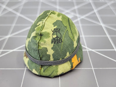 Bam 1/6 Vietnam Mitchel Pattern Camo Helmet, Love & Peace Badge (Dragon)