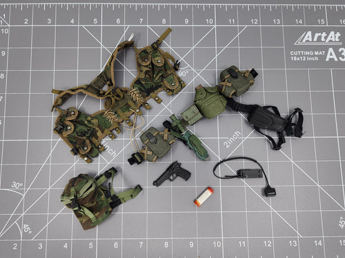 Bam 1/6 Woodlands Camo Chest Rig & Belt Set