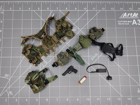 Bam 1/6 Woodlands Camo Chest Rig & Belt Set