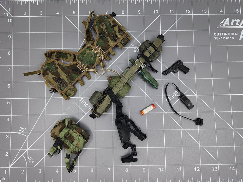 Load image into Gallery viewer, Bam 1/6 Woodlands Camo Chest Rig &amp; Belt Set
