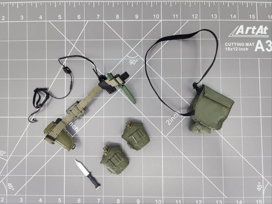 Bam 1/6 OD Green Belt & Gas Mask Bag