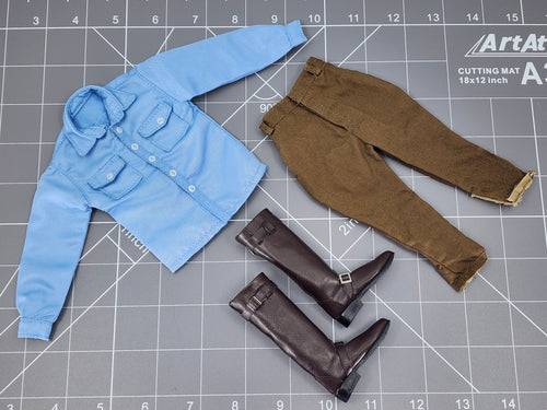 Bam 1/6 Blue Dress Shirt, Pants, & Tall Boots