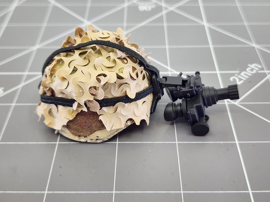 Bam 1/6 Chocolate Chip Camo Helmet  W/ Reversible Net Camo & NVG