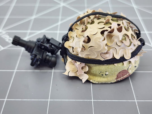 Bam 1/6 Chocolate Chip Camo Helmet  W/ Reversible Net Camo & NVG
