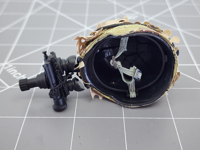 Load image into Gallery viewer, Bam 1/6 Chocolate Chip Camo Helmet  W/ Reversible Net Camo &amp; NVG
