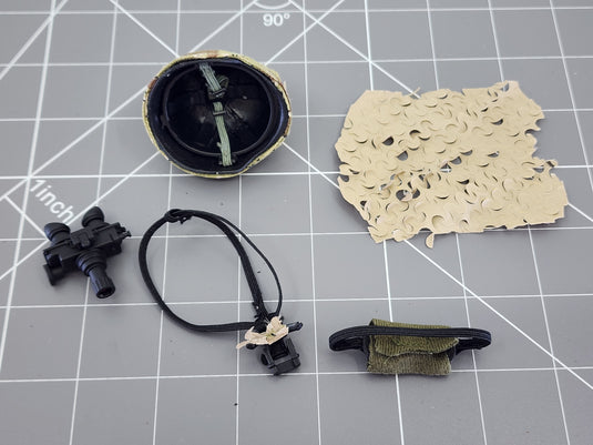 Bam 1/6 Chocolate Chip Camo Helmet  W/ Reversible Net Camo & NVG (Dragon)