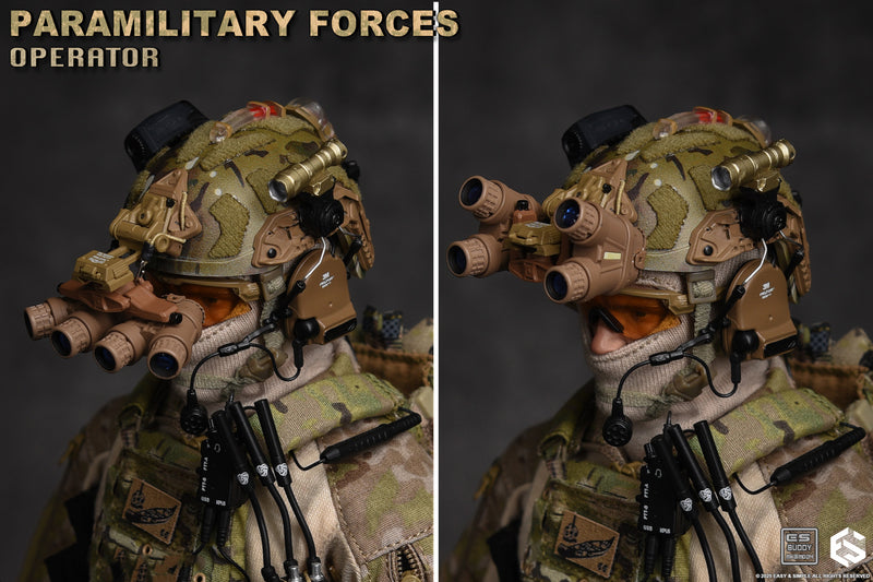 Load image into Gallery viewer, Paramilitary Forces Op. A - Camo Helmet w/NVG &amp; Attachment Set
