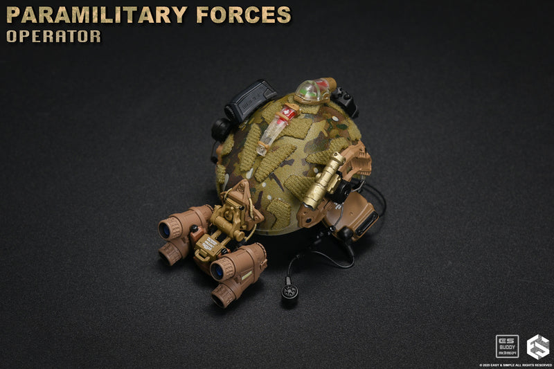 Load image into Gallery viewer, Paramilitary Forces Op. A - Camo Helmet w/NVG &amp; Attachment Set
