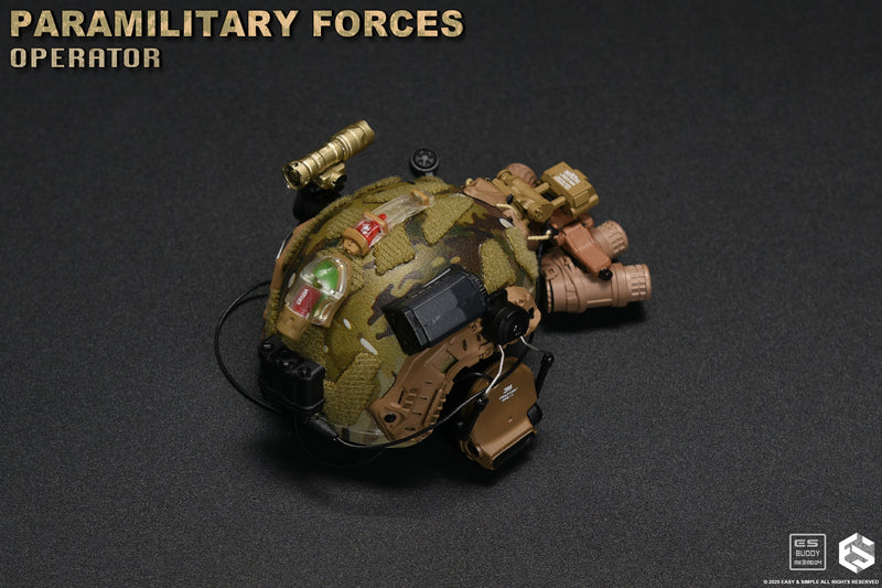 Load image into Gallery viewer, Paramilitary Forces Op. A - Camo Helmet w/NVG &amp; Attachment Set
