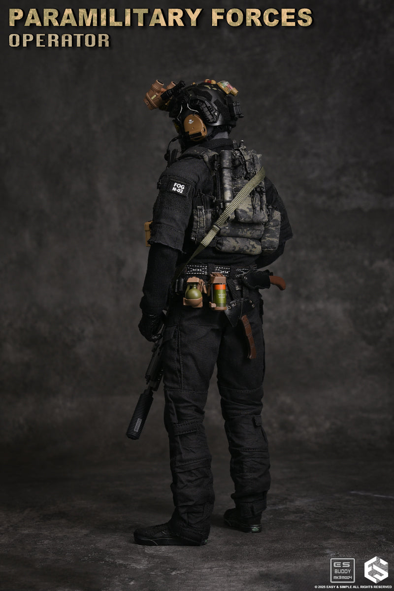 Load image into Gallery viewer, Paramilitary Forces Op. B - Multicam Black Helmet w/Attachments
