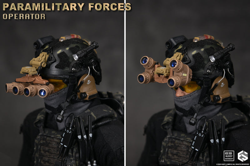 Load image into Gallery viewer, Paramilitary Forces Op. B - Multicam Black Helmet w/Attachments
