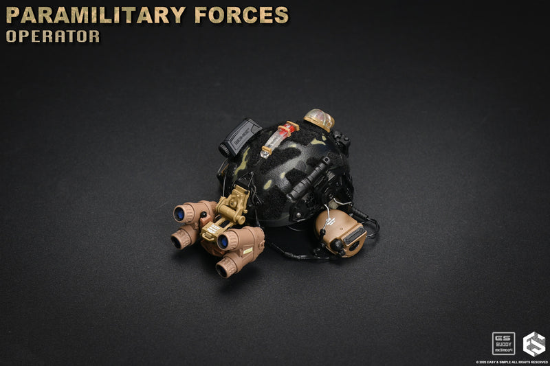 Load image into Gallery viewer, Paramilitary Forces Op. B - Multicam Black Helmet w/Attachments
