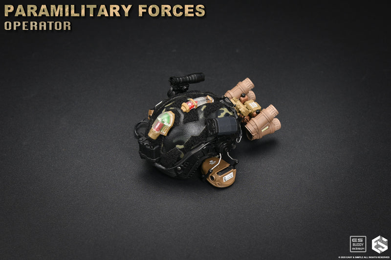 Load image into Gallery viewer, Paramilitary Forces Op. B - Multicam Black Helmet w/Attachments
