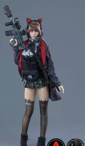Load image into Gallery viewer, Armed Schoolgirl (A) - Black Female Combat Boots (Foot Type)
