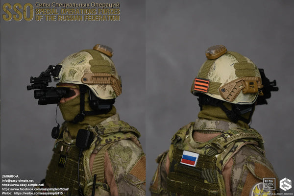 SSO/SPOSN スムラク2004 Gen2 ロシア軍 FSB アルファ Russian SSO - Snakeskin Pattern Tan Helmet w/NVG Set & Glasses