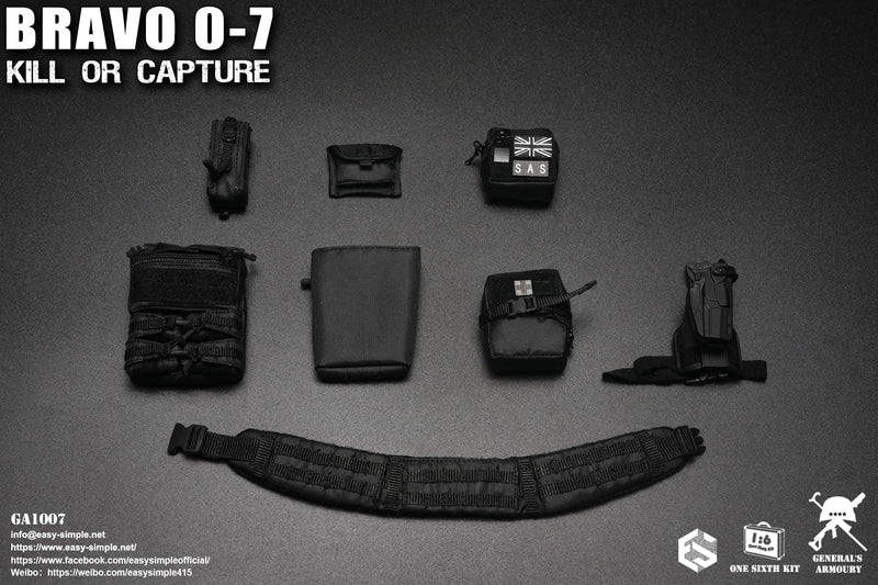 Load image into Gallery viewer, Bravo 0-7 Kill Or Capture - Black MOLLE Battle Belt w/Pouch &amp; Pistol Set
