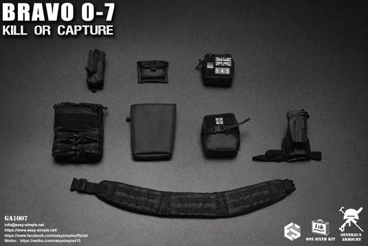 Bravo 0-7 Kill Or Capture - Black MOLLE Battle Belt w/Pouch & Pistol Set