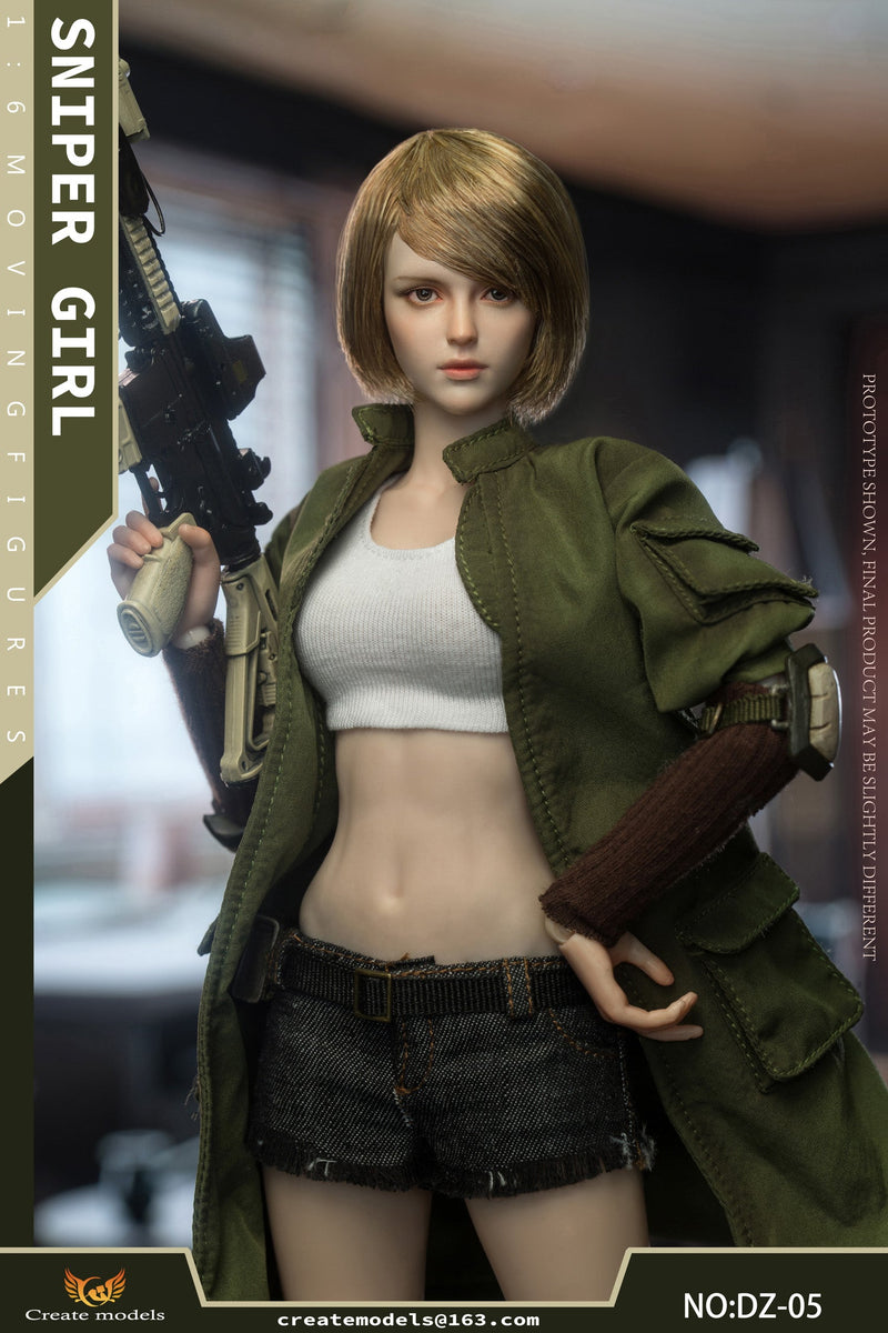 Load image into Gallery viewer, Sniper Girl - Green Wired Female Coat w/Hood
