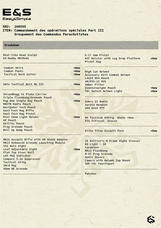 French - Commandement Des Opérations Spéciales Ver. S - MINT IN BOX