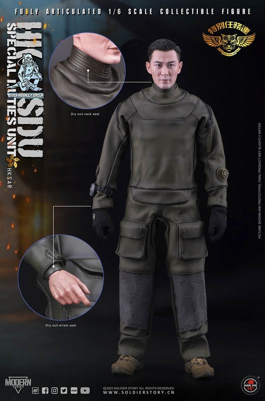 HK SDU Diver Assault Group - Asian Male Dressed Body w/Green Wet Suit