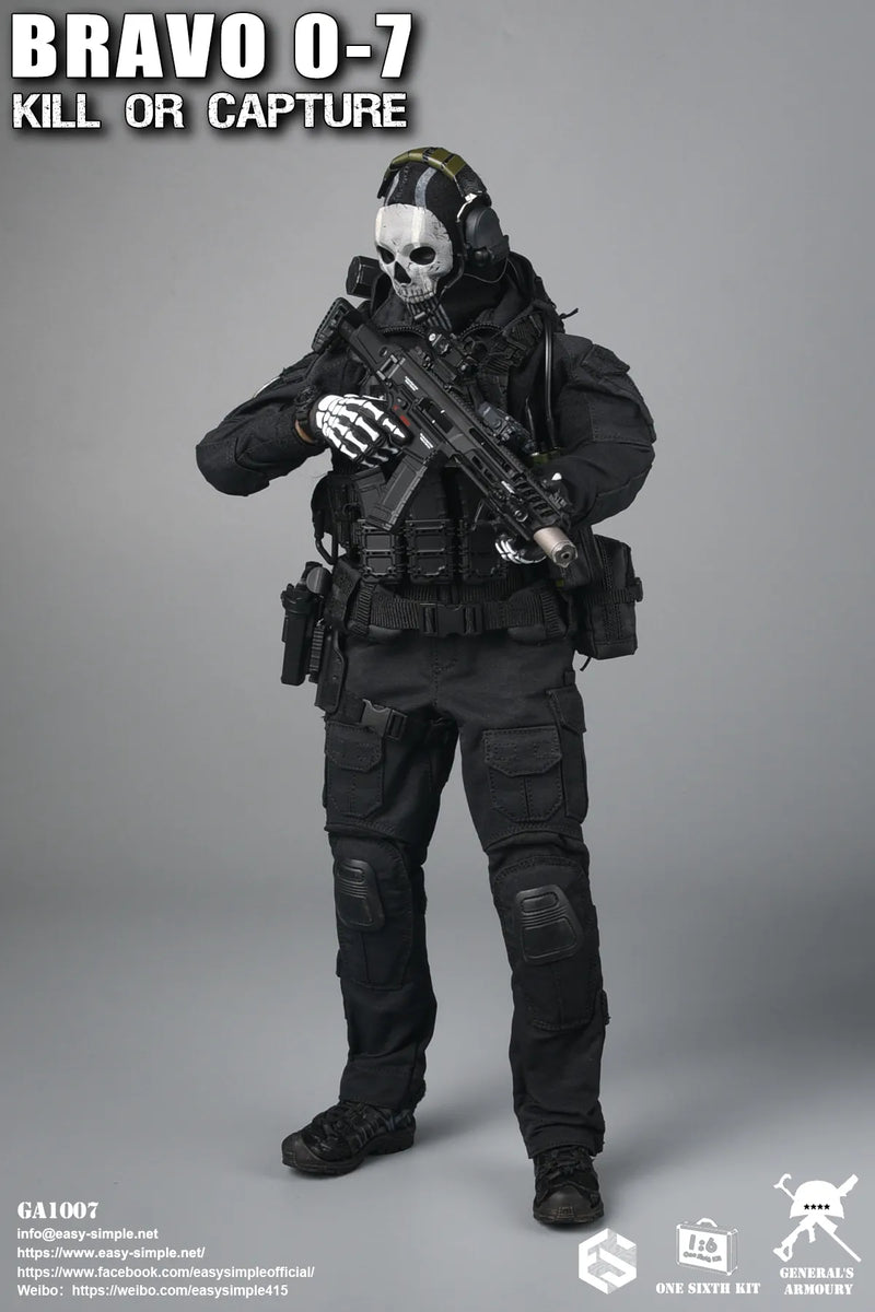 Load image into Gallery viewer, Bravo 0-7 Kill Or Capture - Black Male Gloved Hand Set w/Skeleton Design
