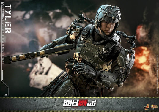Warriors Of The Future Tyler - Black Mechanical Leg Armor w/Boots (Peg Type)