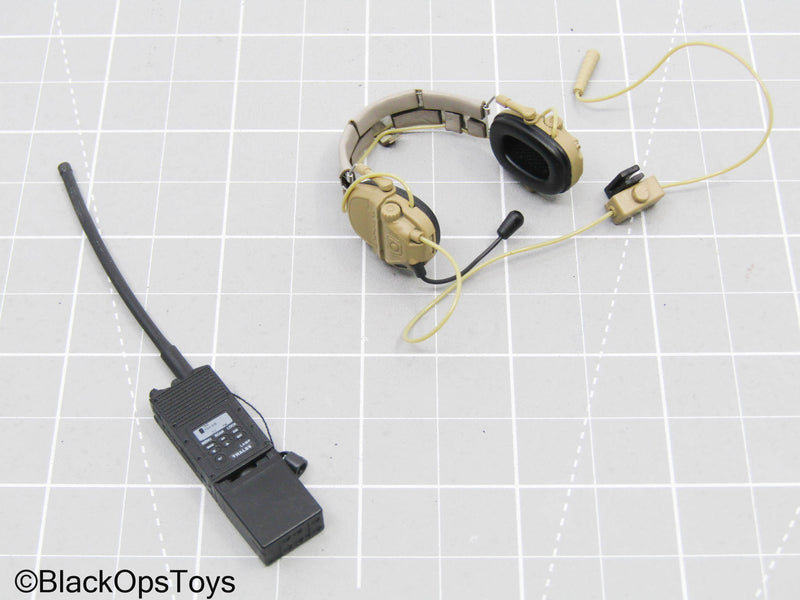 Load image into Gallery viewer, Black Radio w/Antenna &amp; Tan Headset
