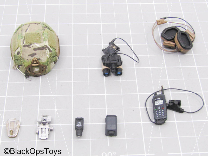 Load image into Gallery viewer, Multicam Helmet Set w/Black Radio &amp; Tan Headset
