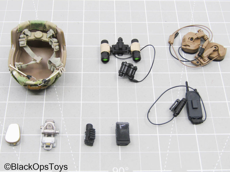 Load image into Gallery viewer, Multicam Helmet Set w/Black Radio &amp; Tan Headset
