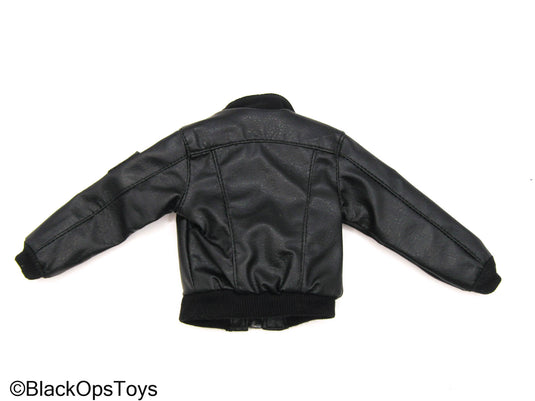 Playhouse - Black Leather Like Bomber Jacket w/Orange Lining