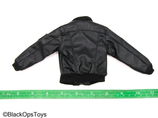 Playhouse - Black Leather Like Bomber Jacket w/Orange Lining