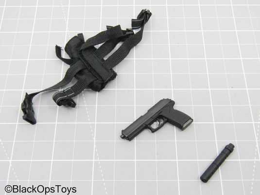 Pistol w/Drop Leg Holster and Suppressor (READ DESC)