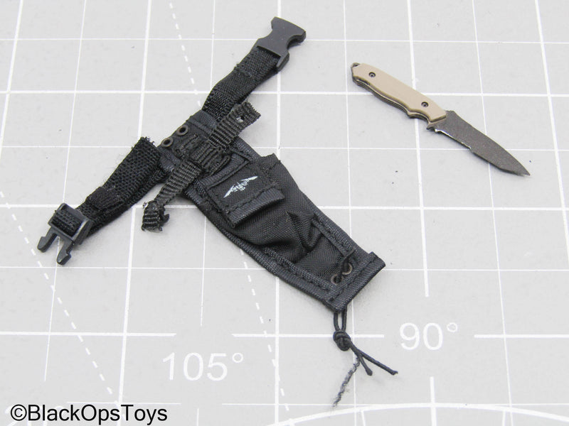 Load image into Gallery viewer, Tan Knife w/Black Drop Leg Holster Pouch
