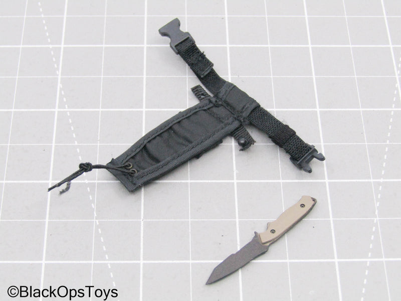 Load image into Gallery viewer, Tan Knife w/Black Drop Leg Holster Pouch
