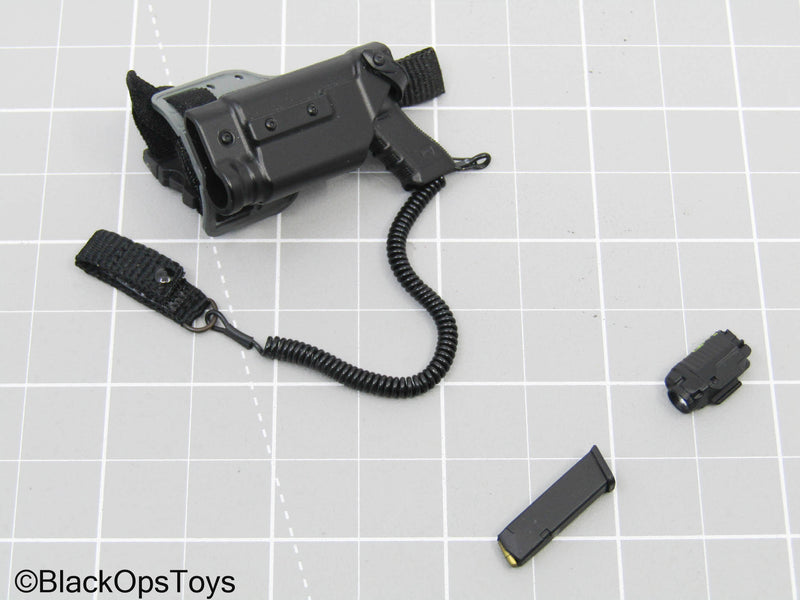 Load image into Gallery viewer, 9mm Pistol w/Left-Handed Drop Leg Holster, Tac Light, &amp; Lanyard
