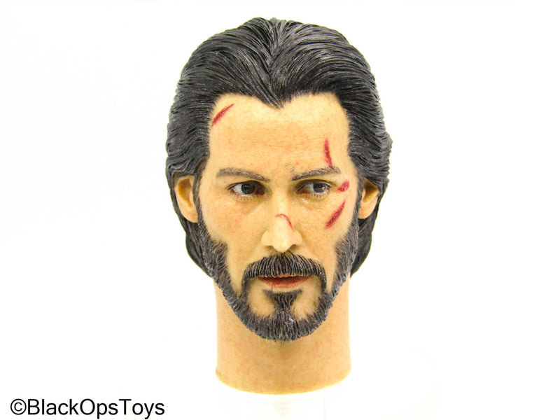 Load image into Gallery viewer, Keanu Reeves Battle Damaged Male Head Sculpt  (READ DESC)

