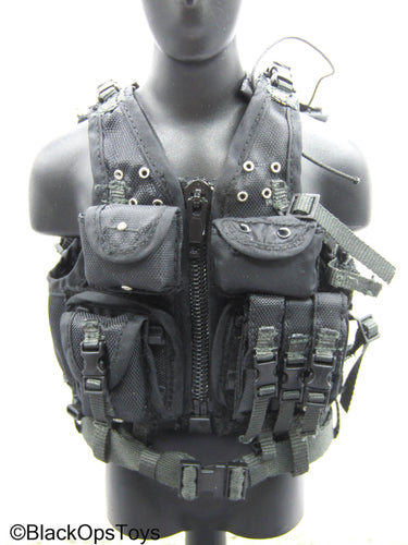 GIGN Operator - Black Combat Vest w/Hook & Loop Pouches