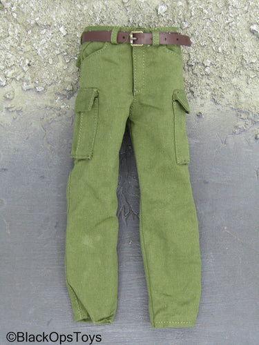 Mr Alfred - Green Combat Pants w/Leather Like Belt