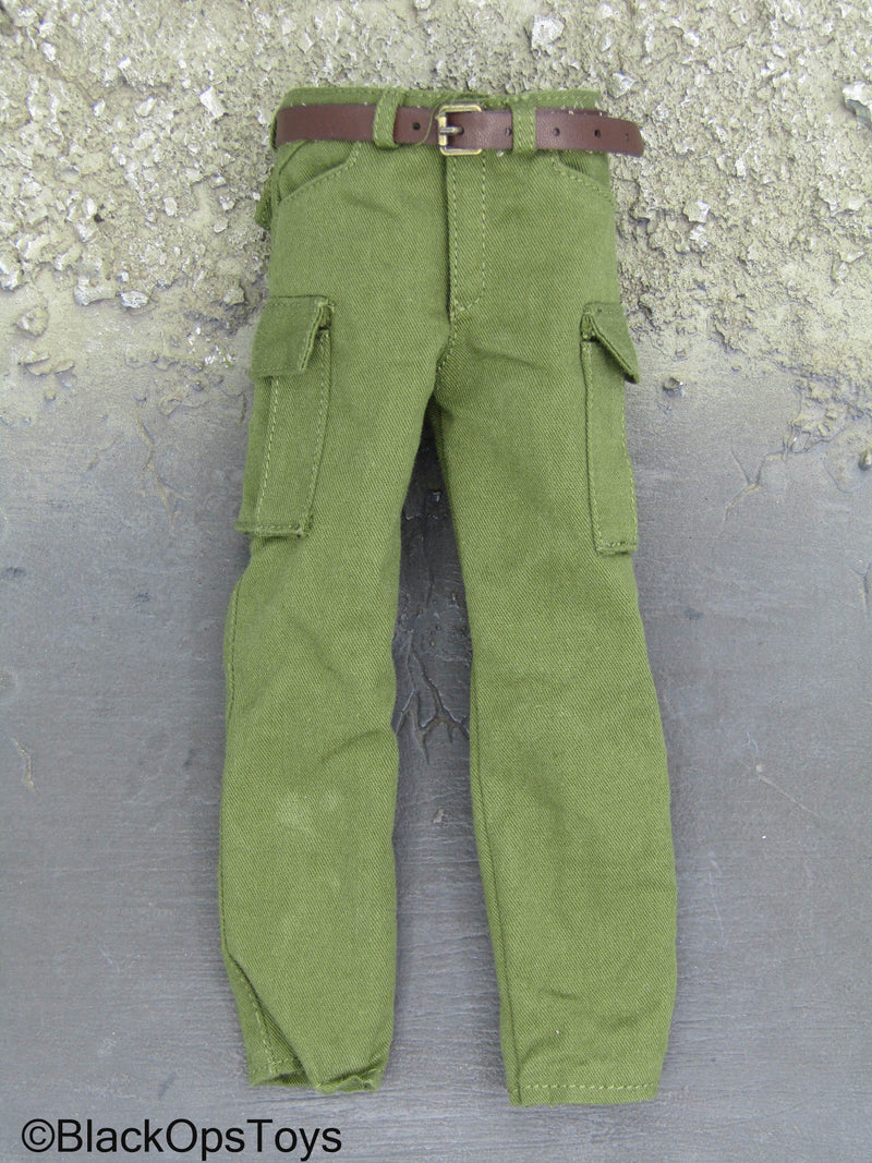 Load image into Gallery viewer, Mr Alfred - Green Combat Pants w/Leather Like Belt
