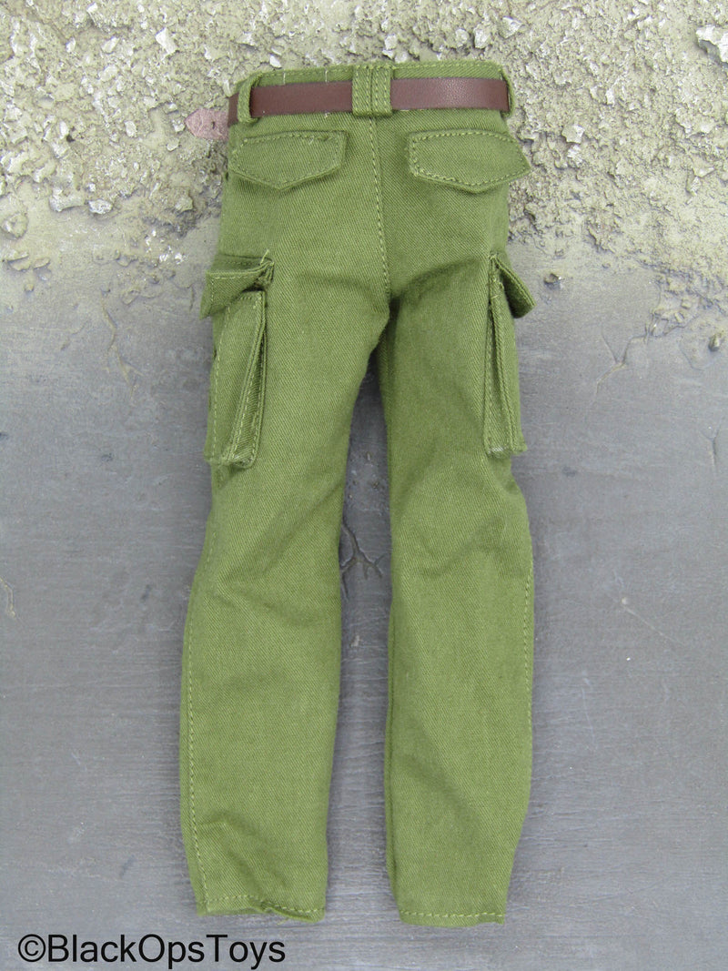 Load image into Gallery viewer, Mr Alfred - Green Combat Pants w/Leather Like Belt
