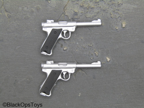 Silver Luger Pistols (x2)