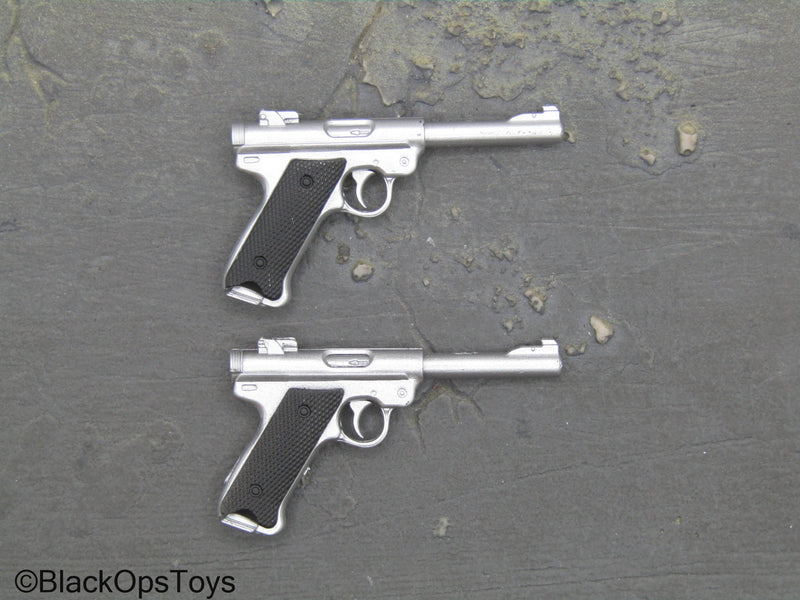 Load image into Gallery viewer, Silver Luger Pistols (x2)

