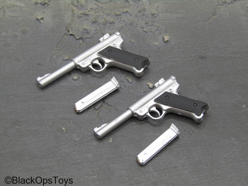 Load image into Gallery viewer, Silver Luger Pistols (x2)
