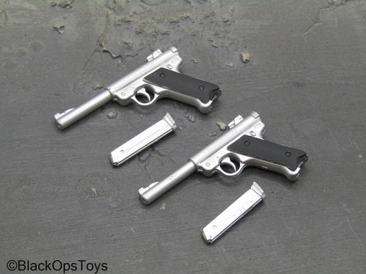 Silver Luger Pistols (x2)