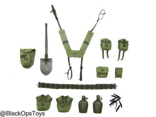 Vietnam War US Army - OD Green Rivet Belt w/Harness & Pouch Set