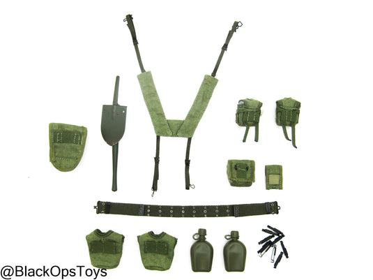 Vietnam War US Army - OD Green Rivet Belt w/Harness & Pouch Set