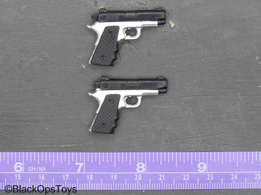 1911 Silver & Black Pistols (x2)